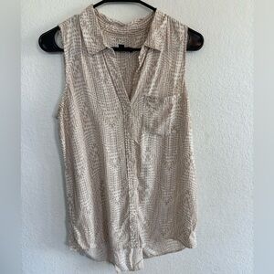 Banana Republic Beige Button Down Sleeveless Shirt